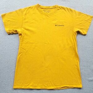 Columbia T-Shirt Mens Medium Yellow‎ Graphic Tee Short Sleeve Crew Neck Cotton